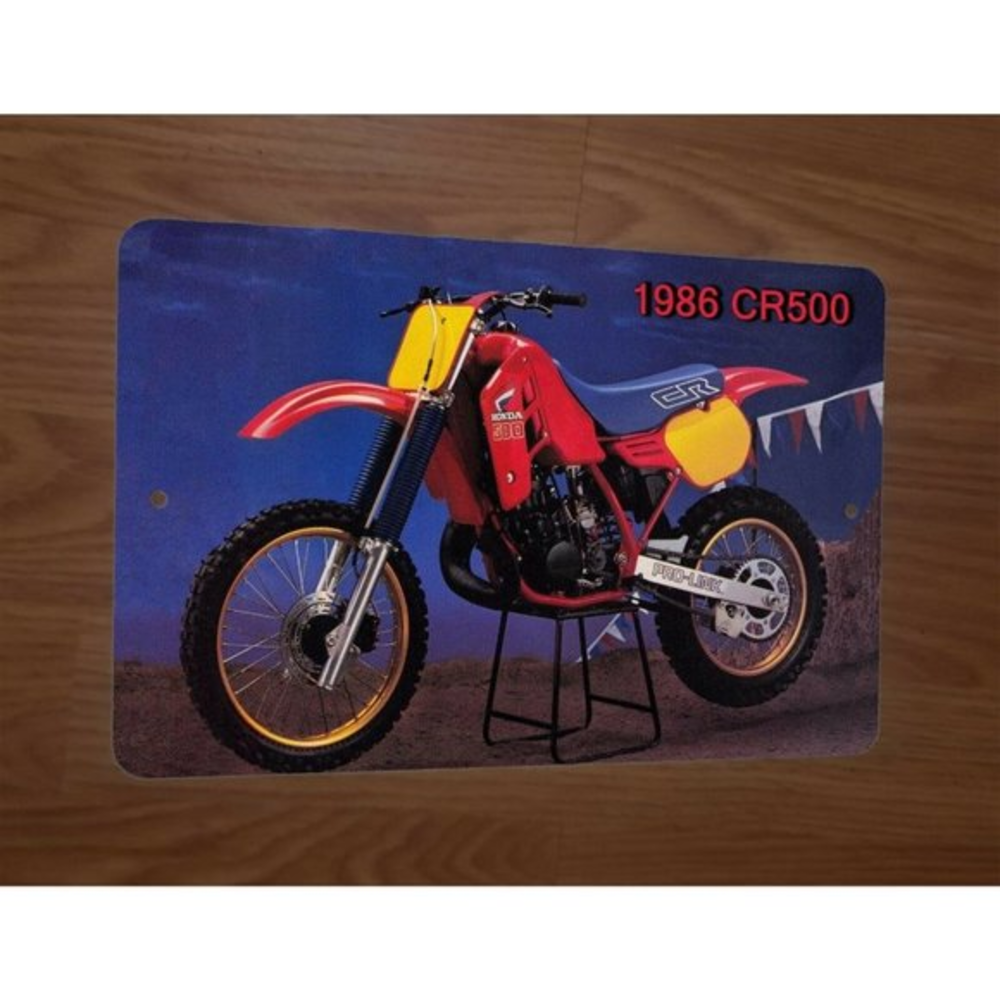 1986‎ Honda CR500 Motocross Motorcycle Dirt Bike Photo 8x12 Metal Wall Sign